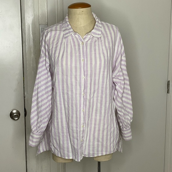 THE GREAT. Tops - The Great Cotton Striped Button Down Shirt